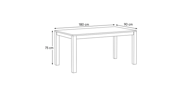 Jídelní stůl XERARWEL 180x90x75, masiv dub
