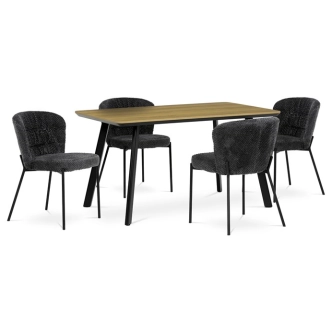 Jídelní stůl ZANVORPON 140x80, dub, černý kov