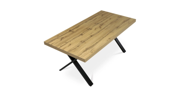 Jídelní stůl ZANWELHAL, 180x90x76 cm, dub/černá