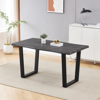 Jídelní stůl ZANYORAR 140x80, dekor šedý dub, černý kov