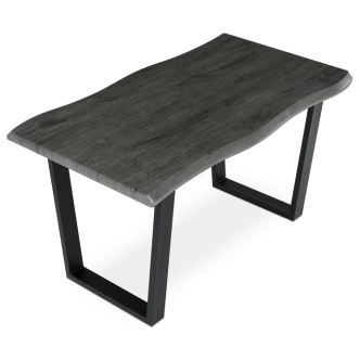 Jídelní stůl ZANYORAR 140x80, dekor šedý dub, černý kov