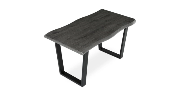 Jídelní stůl ZANYORAR 140x80, dekor šedý dub, černý kov