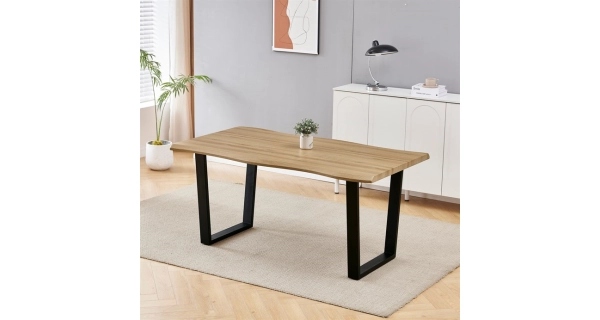 Jídelní stůl ZANYORAR 160x90, dekor divoký dub, černý kov