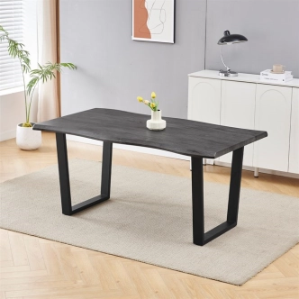 Jídelní stůl ZANYORAR 160x90, dekor šedý dub, černý kov