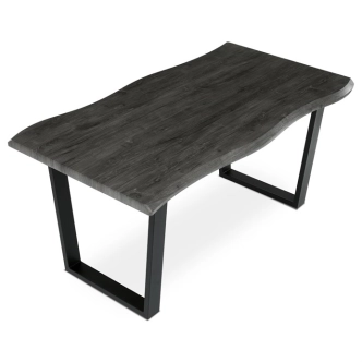Jídelní stůl ZANYORAR 160x90, dekor šedý dub, černý kov