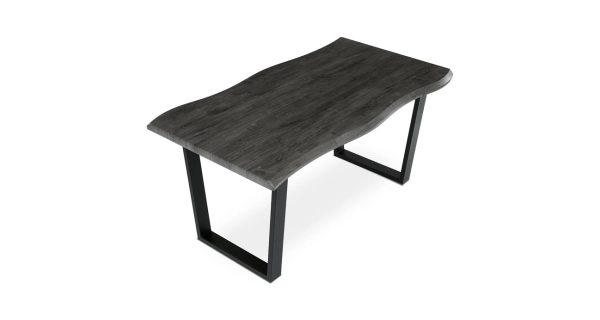Jídelní stůl ZANYORAR 160x90, dekor šedý dub, černý kov