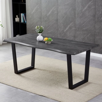 Jídelní stůl ZANYORAR 180x90, dekor šedý dub, černý kov