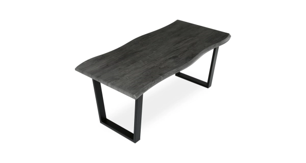 Jídelní stůl ZANYORAR 180x90, dekor šedý dub, černý kov