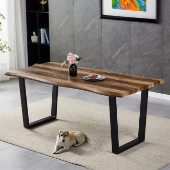 Jídelní stůl ZANYORAR 180x90, dekor staré dřevo, černý kov