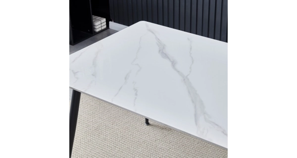 Jídelní stůl ZORBELWEL 130x70, mramor, černý kov