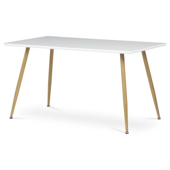 Jídelní stůl ZORDORMOR 140x80, bílá deska, nohy dub