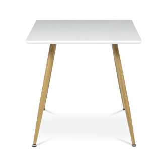 Jídelní stůl ZORDORMOR 140x80, bílá deska, nohy dub