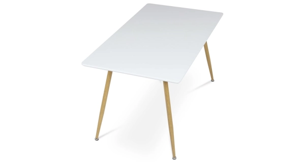 Jídelní stůl ZORDORMOR 140x80, bílá deska, nohy dub
