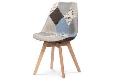 Jídelní židle AGOSTINO, modrý patchwork/buk 