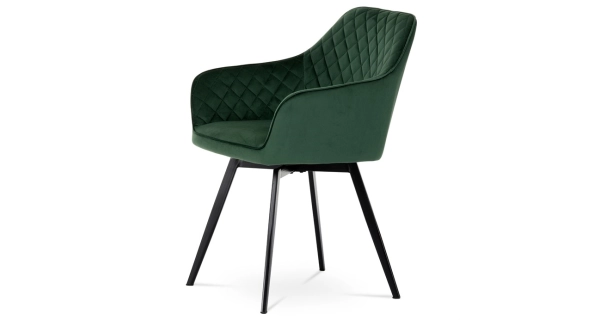 Jídelní židle BASSIE, zelená látka, černý kov