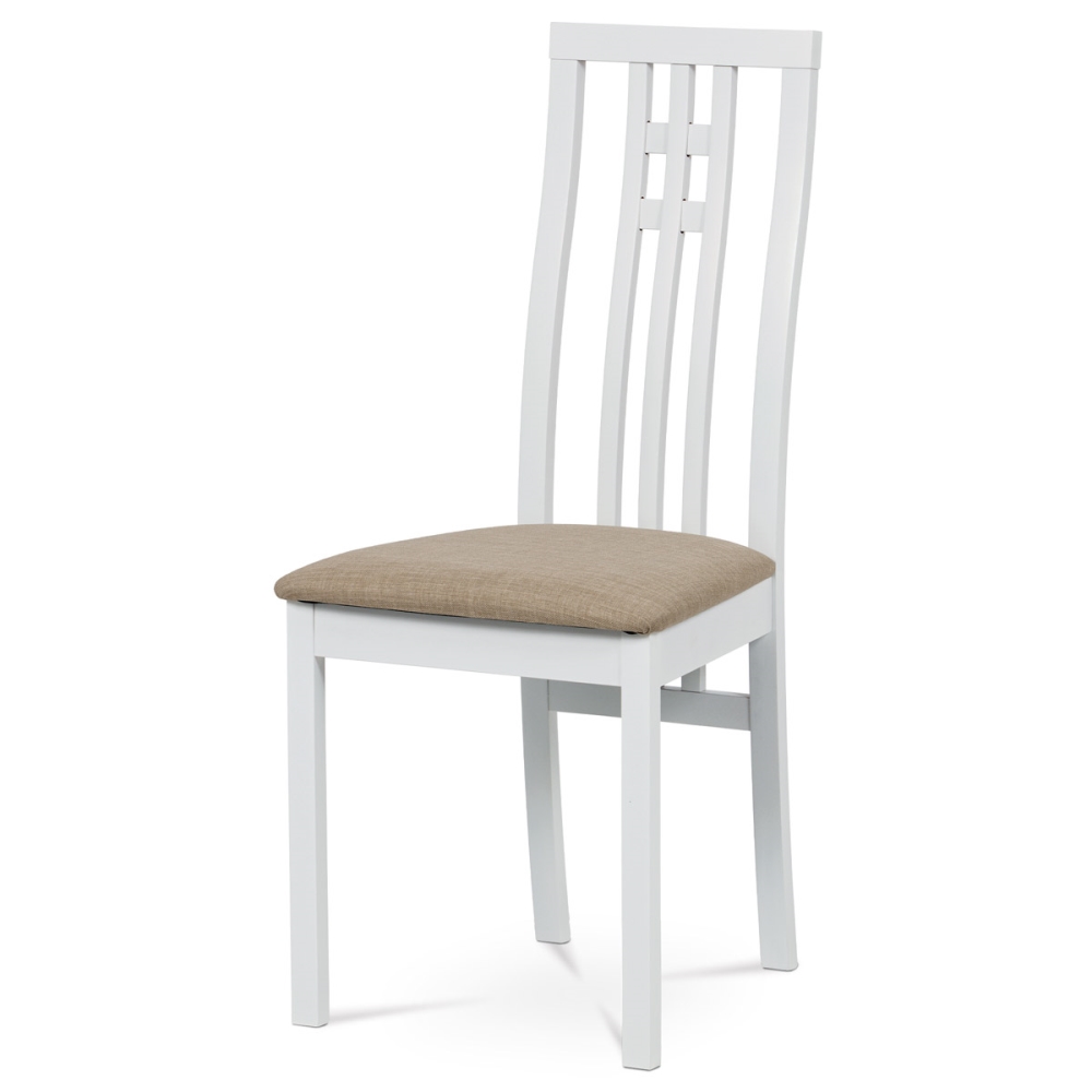 Levně Dřevěná židle JARED, bílá/potah béžový