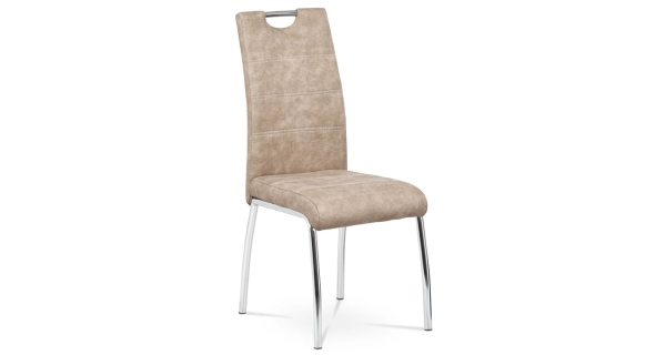 Jídelní židle BIANUS, látka krémová/chrom 