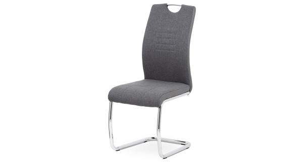 Jídelní židle CYLINDRICA, šedá látka/ekokůže/chrom 