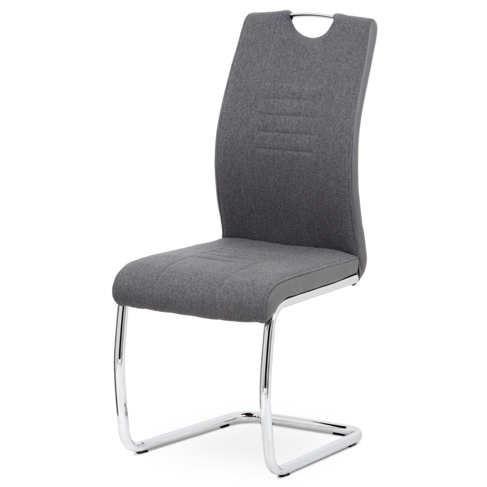 Jídelní židle CYLINDRICA, šedá látka/ekokůže/chrom 