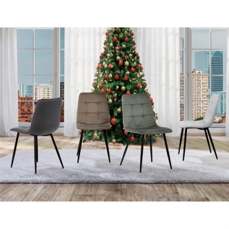 Jídelní židle DORELYOR, bílá látka, černý kov