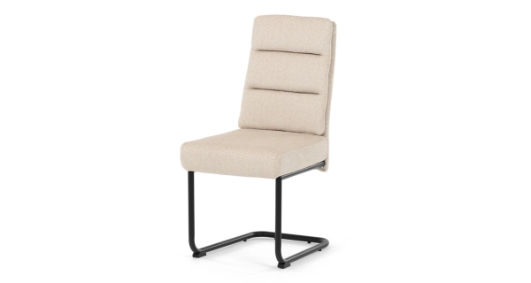Jídelní židle FENVON, krémová látka, černý kov