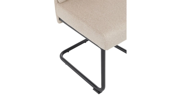 Jídelní židle FENVON, krémová látka, černý kov