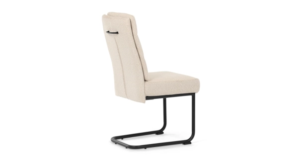 Jídelní židle FENVON, krémová látka, černý kov