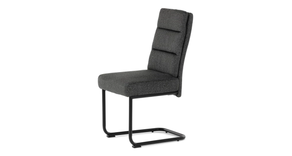 Jídelní židle FENVON, tmavě šedá látka, černý kov