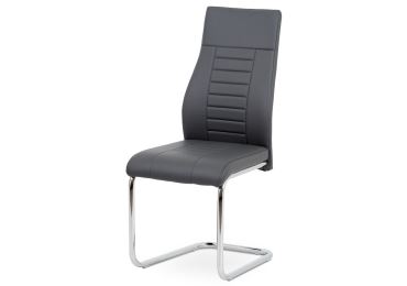 Jídelní židle FEURBALL, šedá koženka/chrom