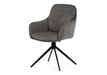 Jídelní židle GRATRE, šedá látka, černý kov