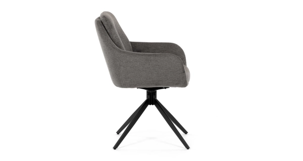 Jídelní židle GRATRE, šedá látka, černý kov