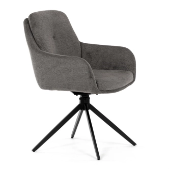 Jídelní židle GRATRE, šedá látka, černý kov
