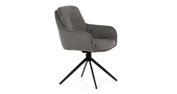 Jídelní židle GRATRE, šedá látka, černý kov