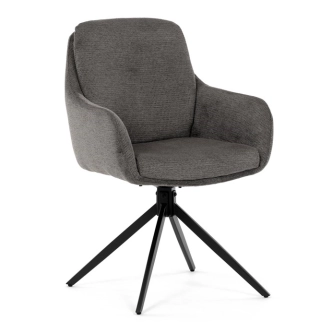 Jídelní židle GRATRE, šedá látka, černý kov