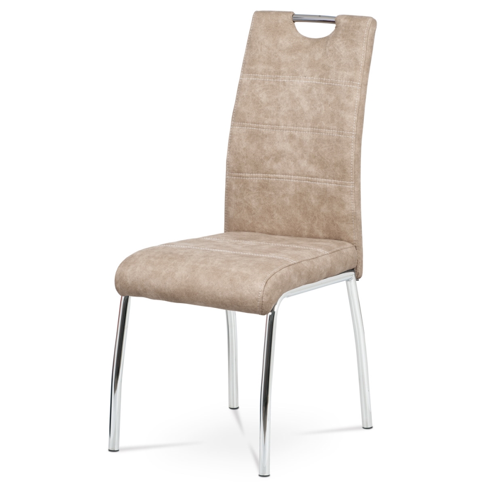 Jídelní židle BIANUS, látka krémová/chrom 