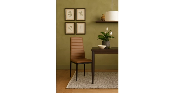 Jídelní židle LEMEL, hnědá ekokůže/kov