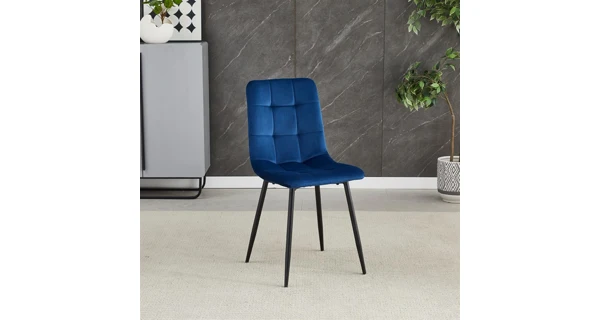 Jídelní židle LINGAR, modrá sametová látka, černý kov