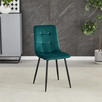 Jídelní židle LINGAR, zelená sametová látka, černý kov