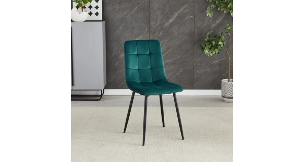Jídelní židle LINGAR, zelená sametová látka, černý kov