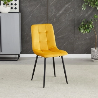 Jídelní židle LINGAR, žlutá sametová látka, černý kov