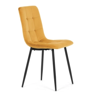 Jídelní židle LINGAR, žlutá sametová látka, černý kov