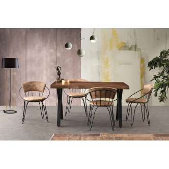 Jídelní židle LINVER, černá/béžová - sada 2 ks