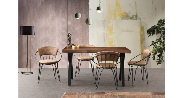 Jídelní židle LINVER, černá/béžová - sada 2 ks