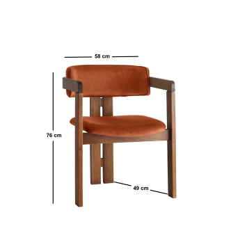 Jídelní židle MIRLAN, vlašský ořech/cihlová