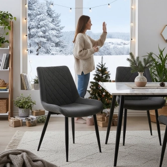 Jídelní židle MIRRIS, šedá látka, černý kov