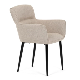 Jídelní židle MORZANDOR, krémová látka, černý kov