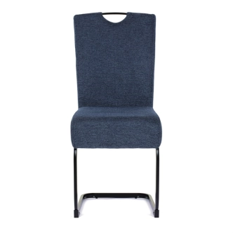 Jídelní židle NALDORLEM, taštičkové pružiny, modrá látka, černý kov