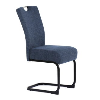 Jídelní židle NALDORLEM, taštičkové pružiny, modrá látka, černý kov