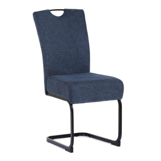 Jídelní židle NALDORLEM, taštičkové pružiny, modrá látka, černý kov