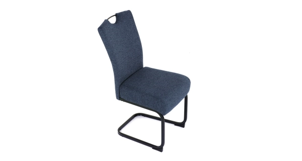 Jídelní židle NALDORLEM, taštičkové pružiny, modrá látka, černý kov
